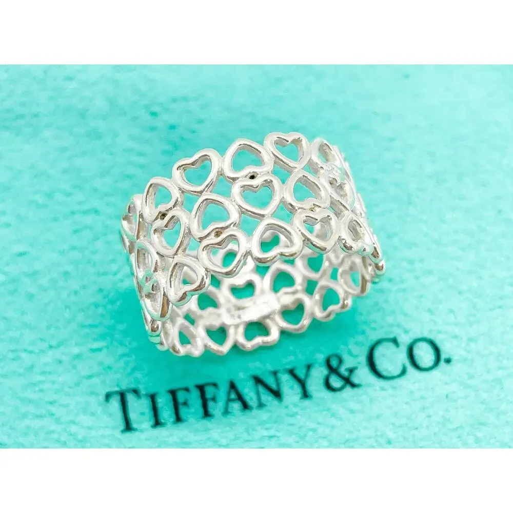 Tiffany & Co. Paloma Picasso Crown of Hearts Wide Ring Sterling Silver Size 7